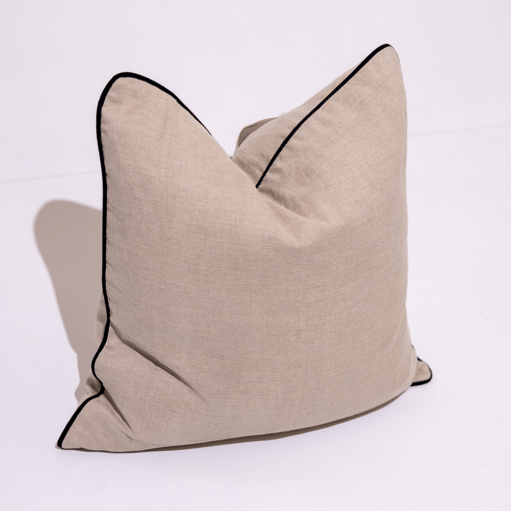 BHD HOME Pipe Linens Linen Natural with Black Pipe Euro Cushion 65 x 65cm
