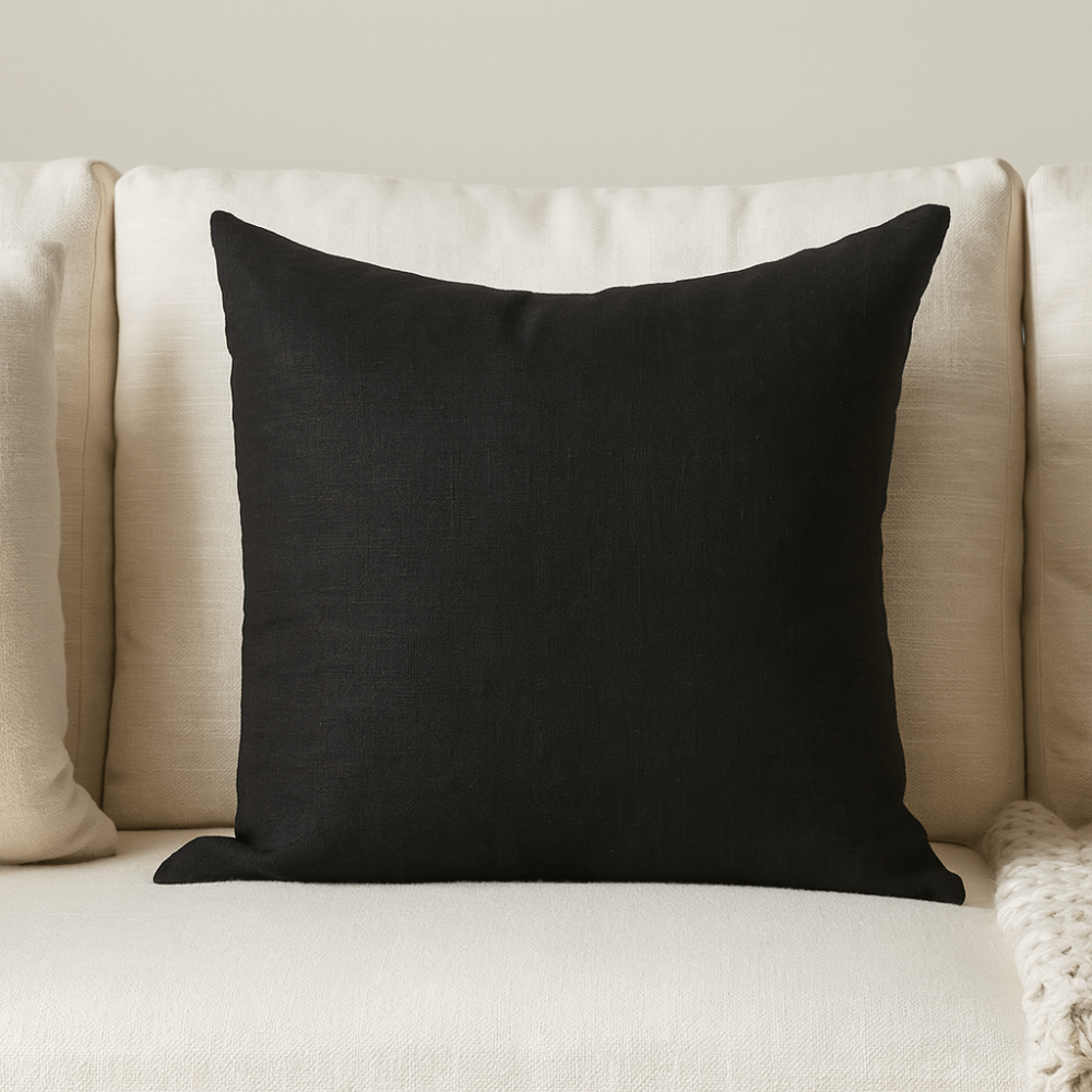 BHD HOME Pipe Linens Linen Plain Black Lounge Cushion 55 x 55cm