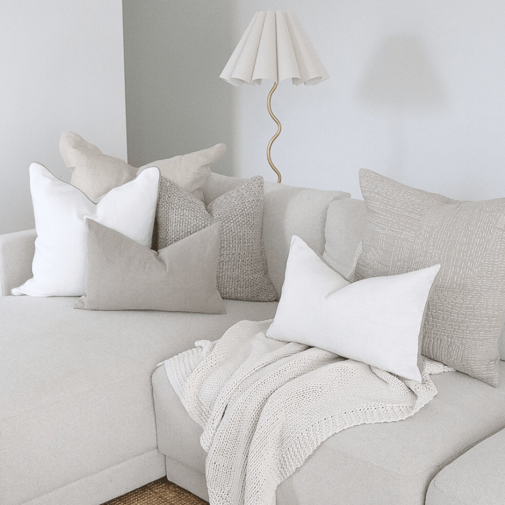 BHD HOME Pipe Linens Linen Plain Natural Lumbar Cushion 35 x 53cm