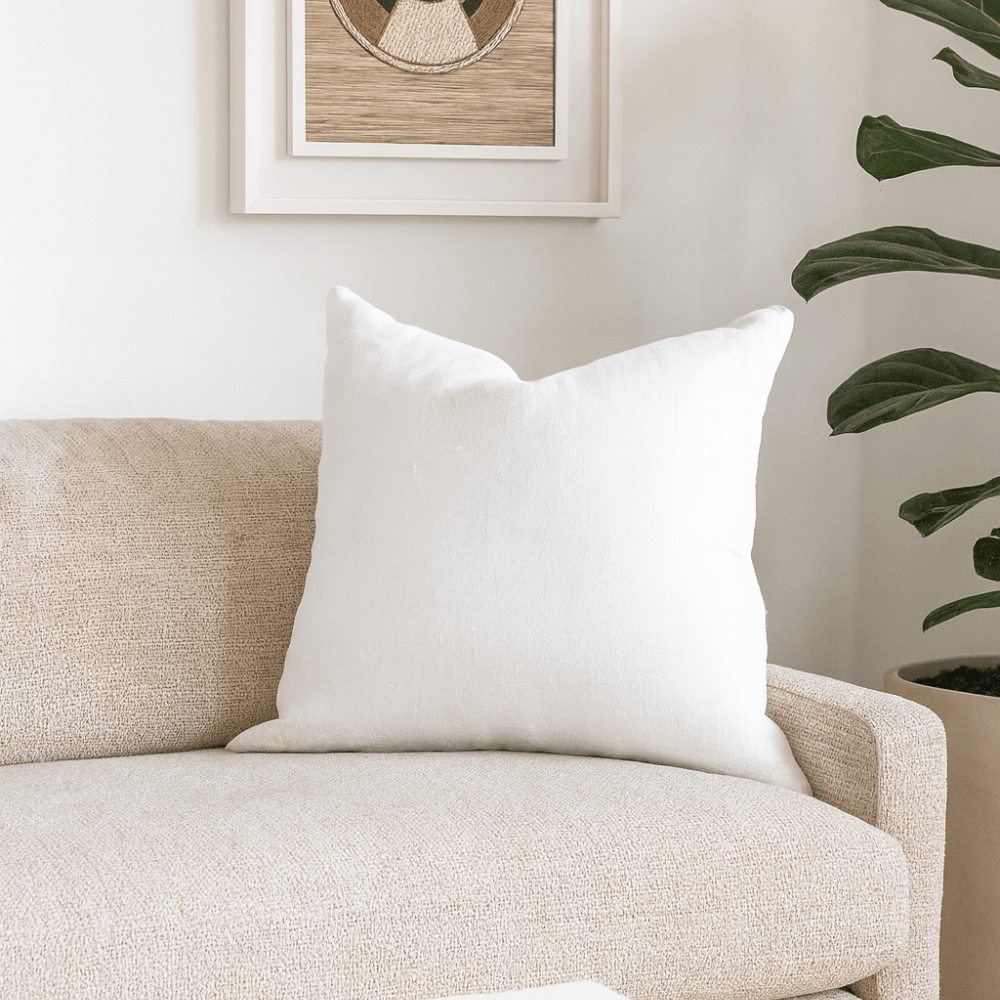 BHD HOME Pipe Linens Linen Plain White Lounge Cushion 55 x 55cm