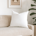 Linen Plain White Lounge Cushion 55 x 55cm — made to order, up to 30 days