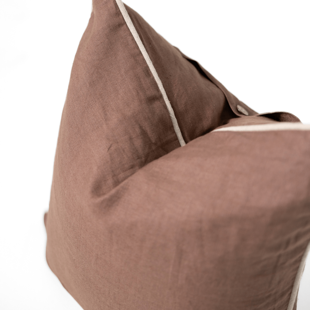 BHD HOME Piped Linen Brown & Natural Lounge Cushion 55 x 55cm