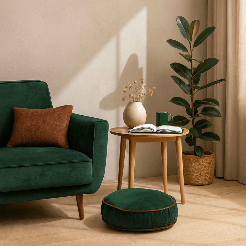 BHD HOME Round Cushion Frankie Emerald Velvet Round Cushion 45 x 45 x 10cm