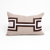The Palm Chocolate Bespoke Handmade Linen Lumbar Cushion