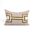 The Palm Green Bespoke Handmade Linen Lumbar Cushion — made to order, 14–30 days