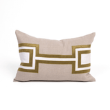 The Palm Green Bespoke Handmade Linen Lumbar Cushion