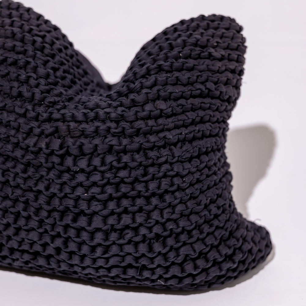 BHD HOME Weave Clearance Crochet Black Knotted 55 x 55cm