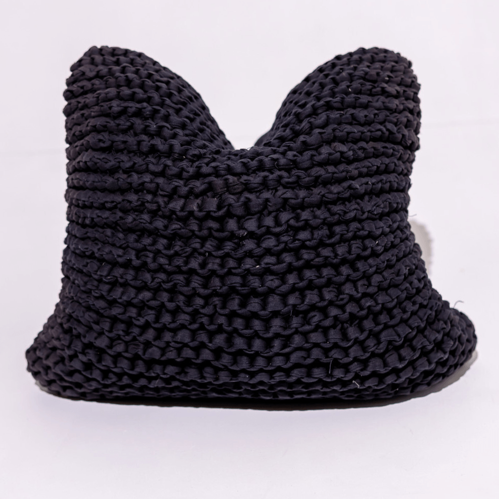 BHD HOME Weave Clearance Crochet Black Knotted 55 x 55cm