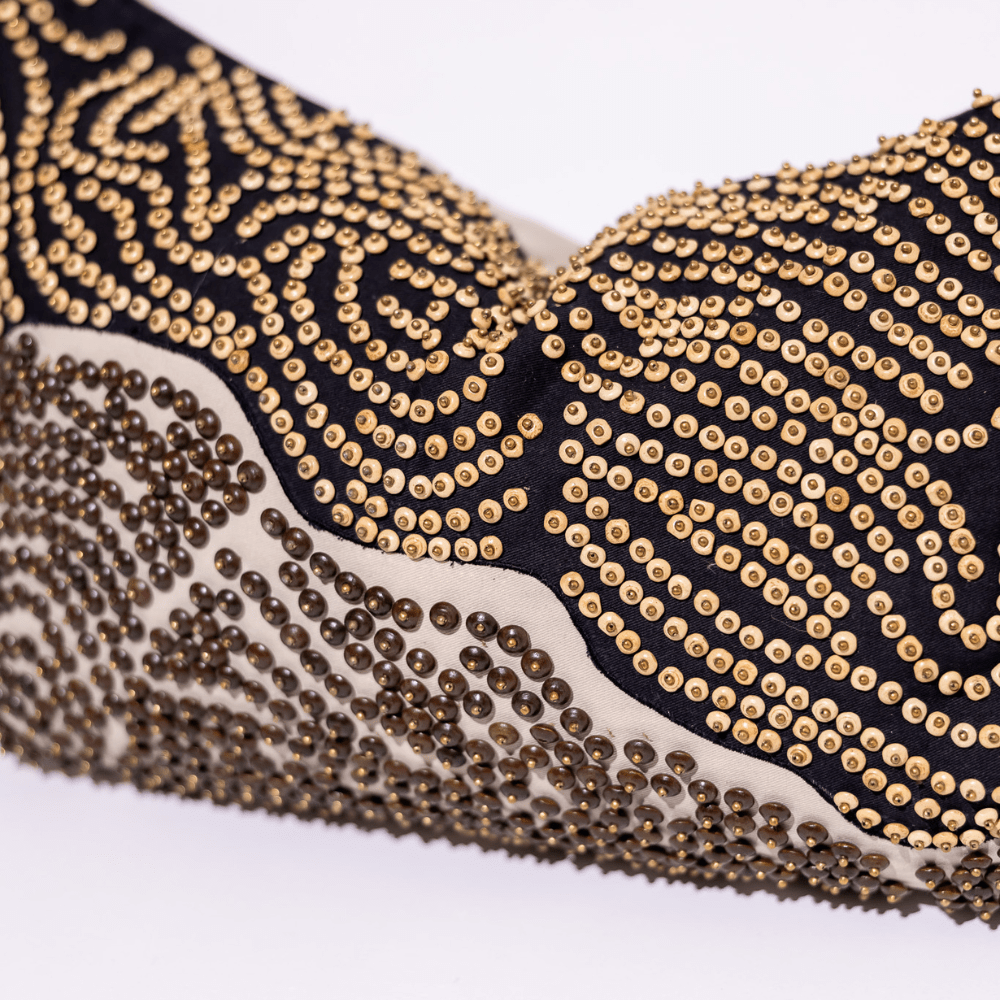 BHD HOME Weave Clearance Hand Beaded Natural and Chocolate Lumber 35 x 55cm