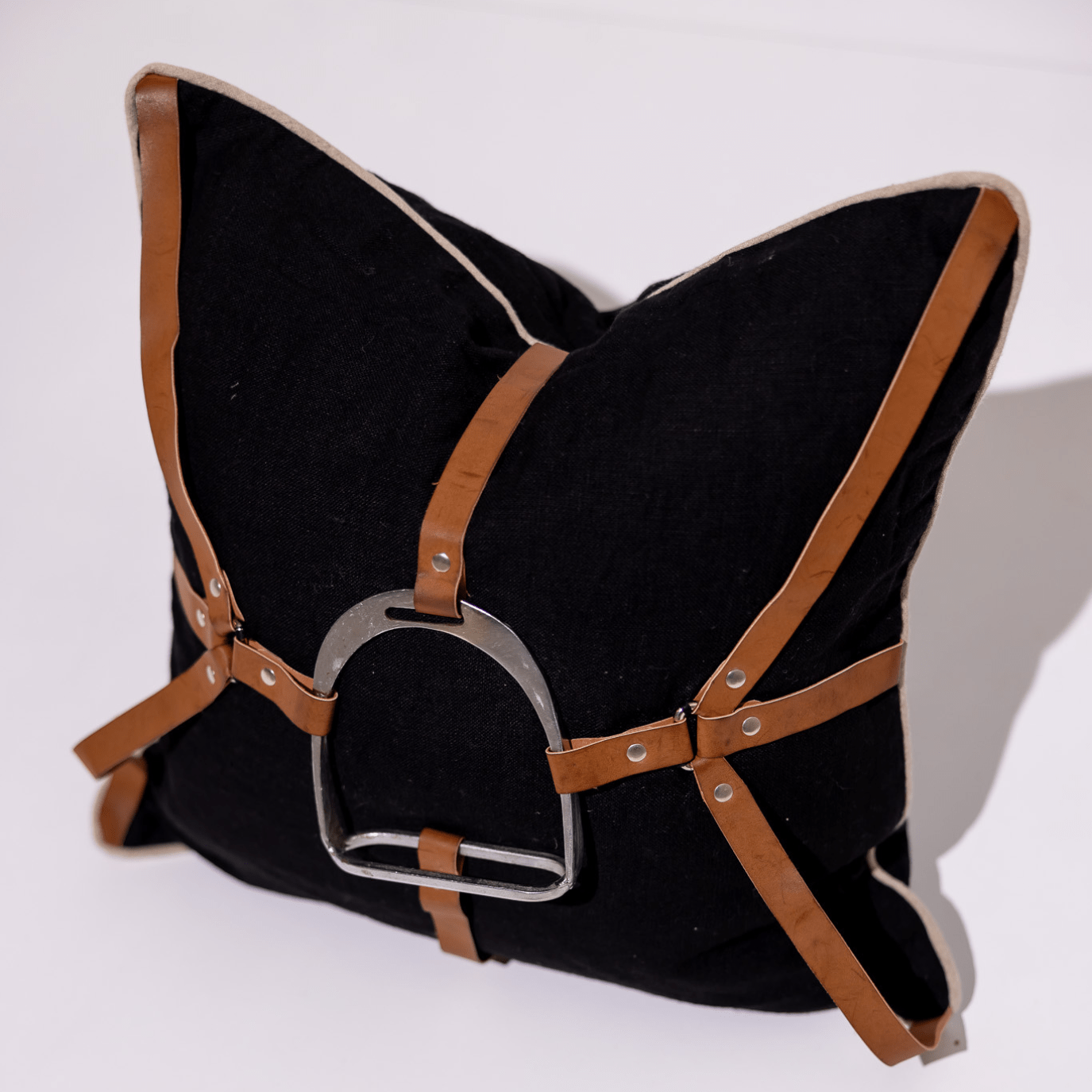 BHD HOME Weave Clearance Horse Silver Shoe Black and Natural Leather 50 x 50cm