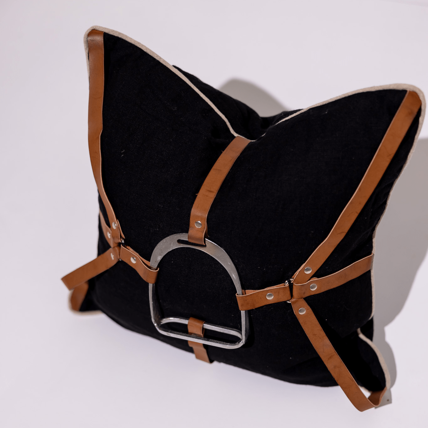 BHD HOME Weave Clearance Horse Silver Shoe Black and Natural Leather 50 x 50cm