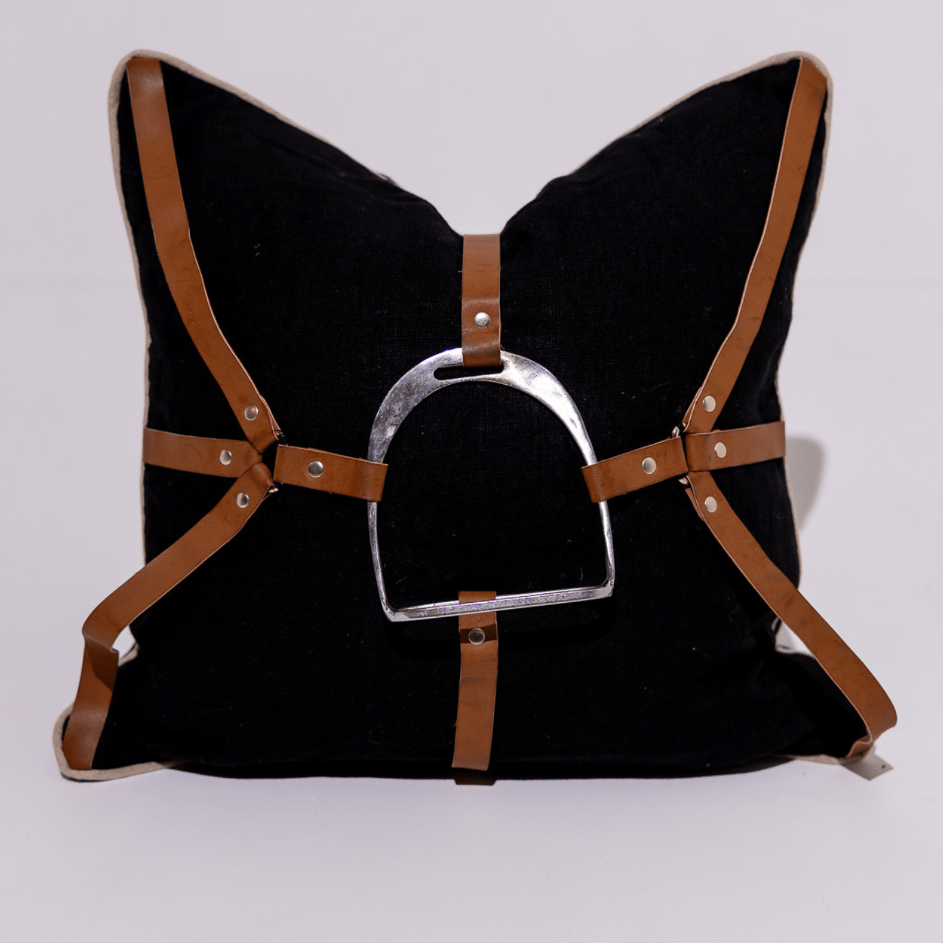 BHD HOME Weave Clearance Horse Silver Shoe Black and Natural Leather 50 x 50cm