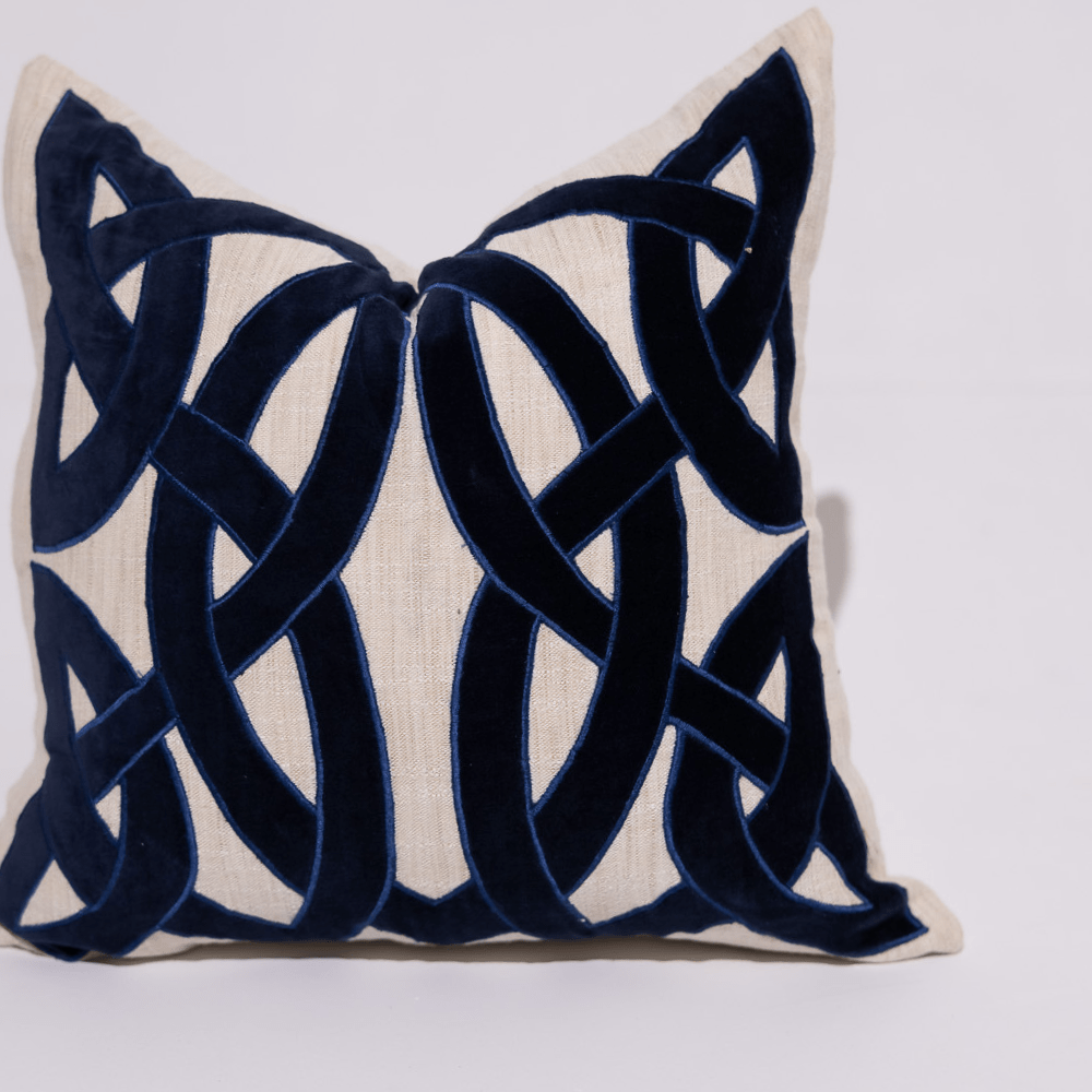 BHD HOME Weave Clearance Navy and Natural Dial Appliqué 50 x 50cm
