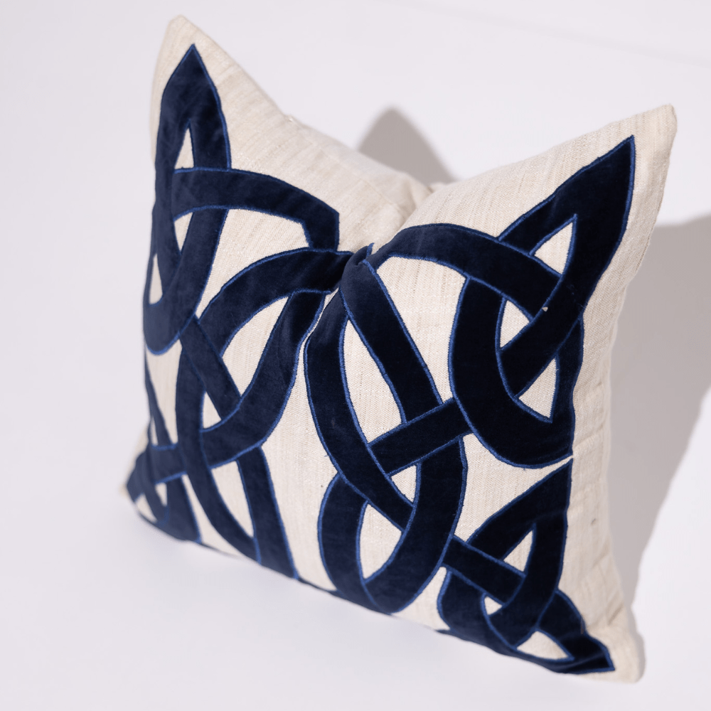 BHD HOME Weave Clearance Navy and Natural Dial Appliqué 50 x 50cm