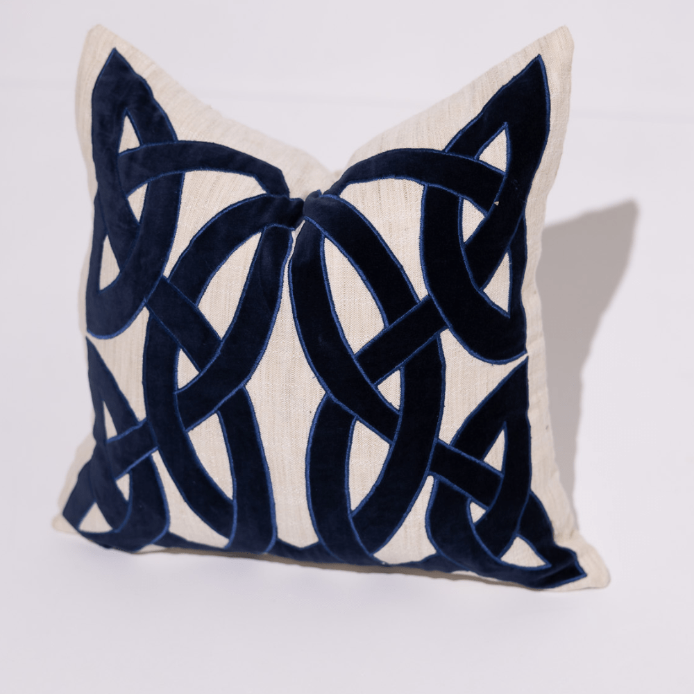 BHD HOME Weave Clearance Navy and Natural Dial Appliqué 50 x 50cm