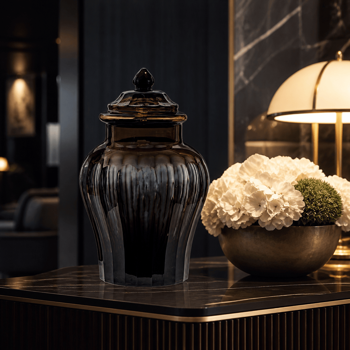 Tantra Accessories Faceted Lidded Glass Jar Midnight