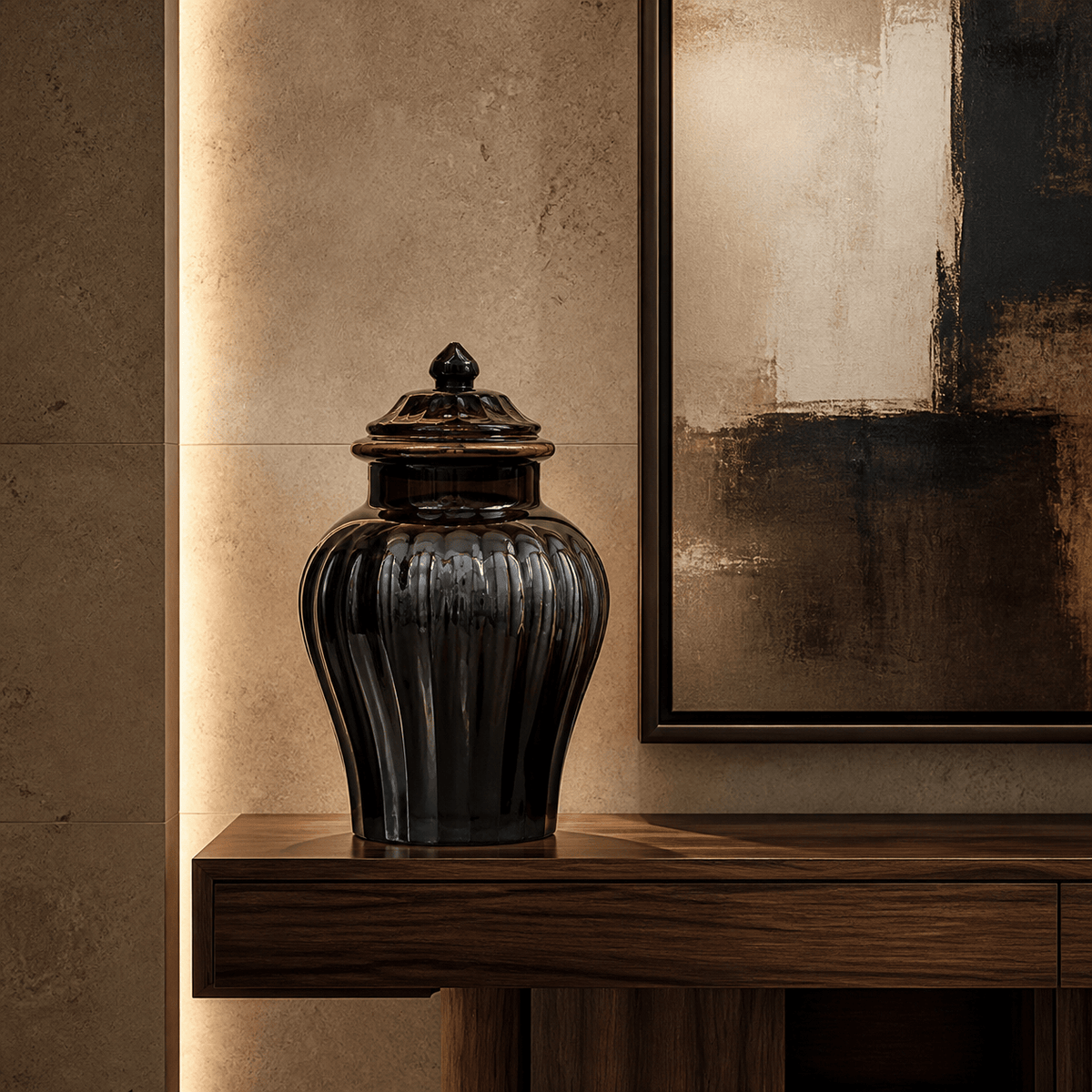 Tantra Accessories Faceted Lidded Glass Jar Midnight