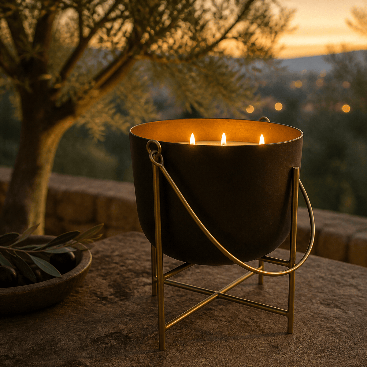 Tantra Accessories Old Bronze Candle Pot with Wax