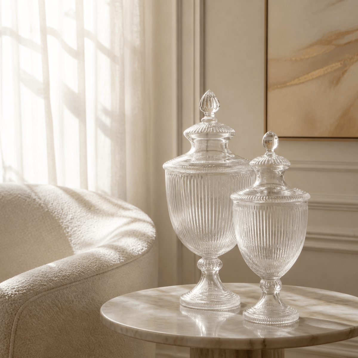 Tantra Accessories Trophy Ribbed Cut Glass Jar