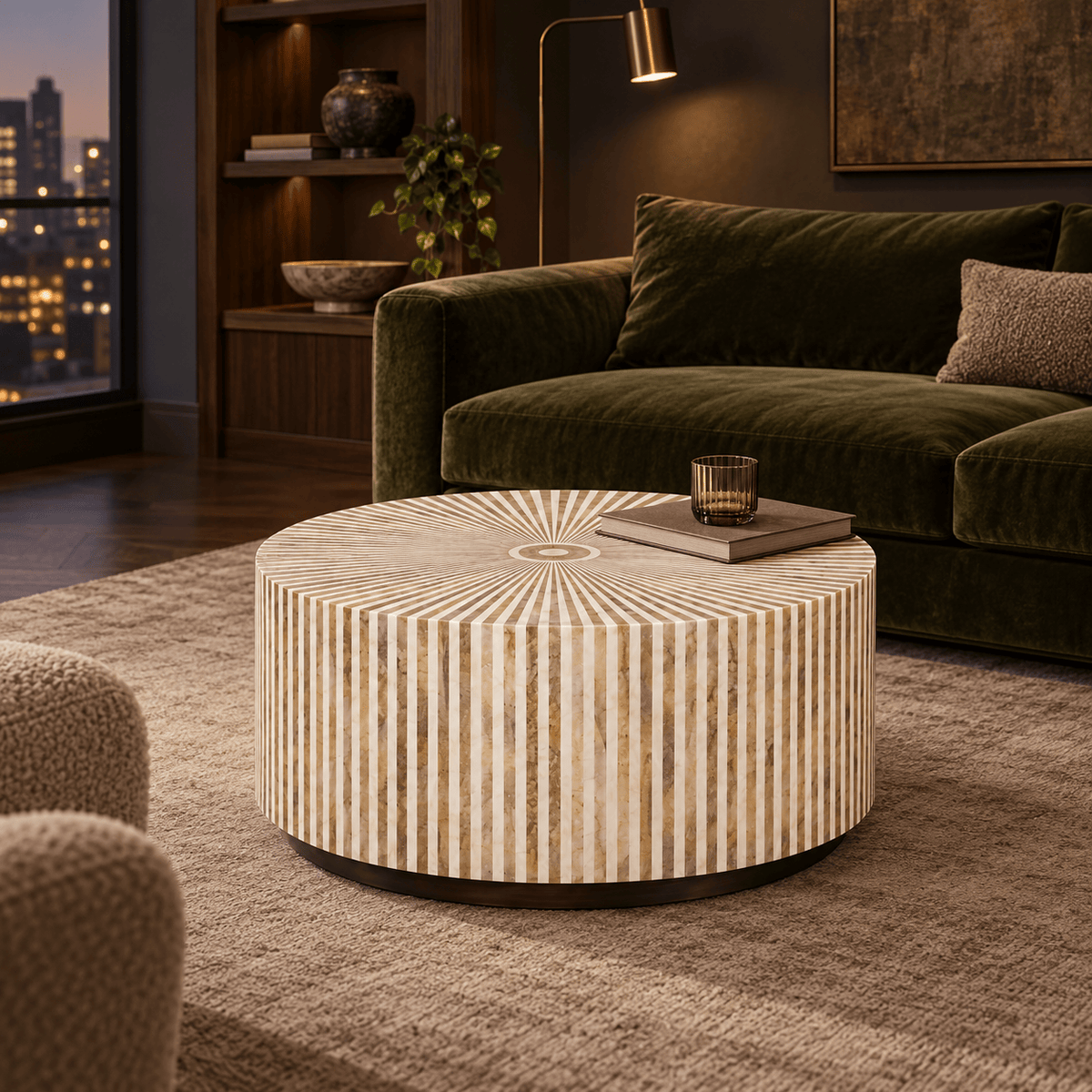 Tantra Furniture Round Bone Inlay Coffee Table