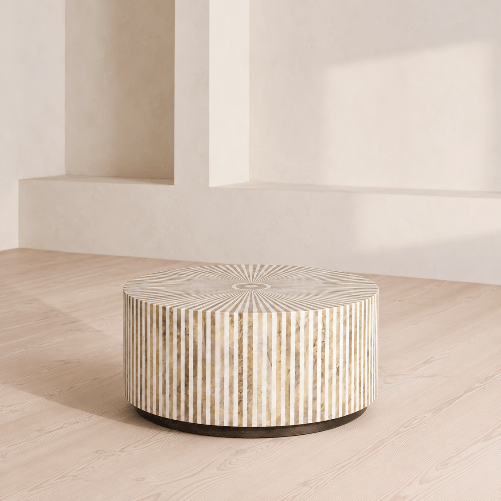 Tantra Furniture Round Bone Inlay Coffee Table