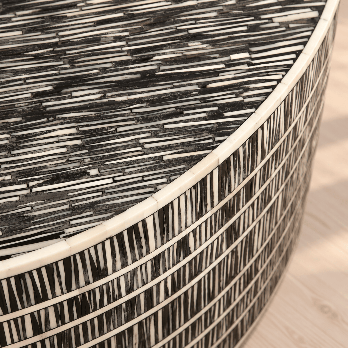 Tantra Furniture Tribal Drum Bone Inlay Coffee Table