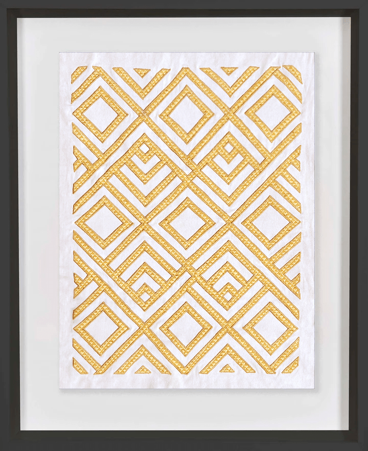 Bandhini Design House Artwork Black Frame Shoowa Textile White Artwork 67 x 85 cm