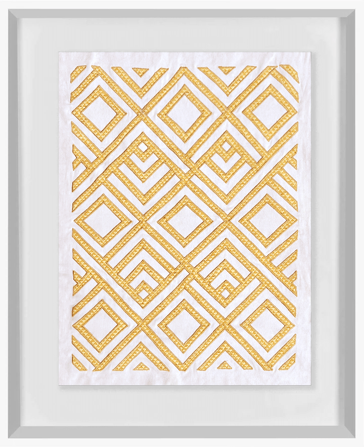 Bandhini Design House Artwork White Frame Shoowa Textile White Artwork 67 x 85 cm