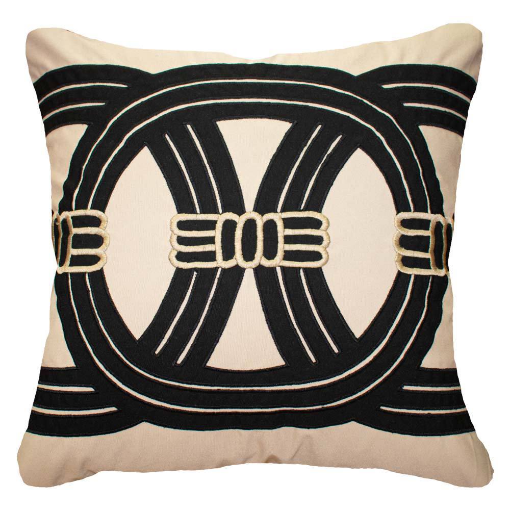 Bandhini - Design House Black / 22 x 22 Inches Outdoor Barrel Lounge Cushion 55 x 55 cm