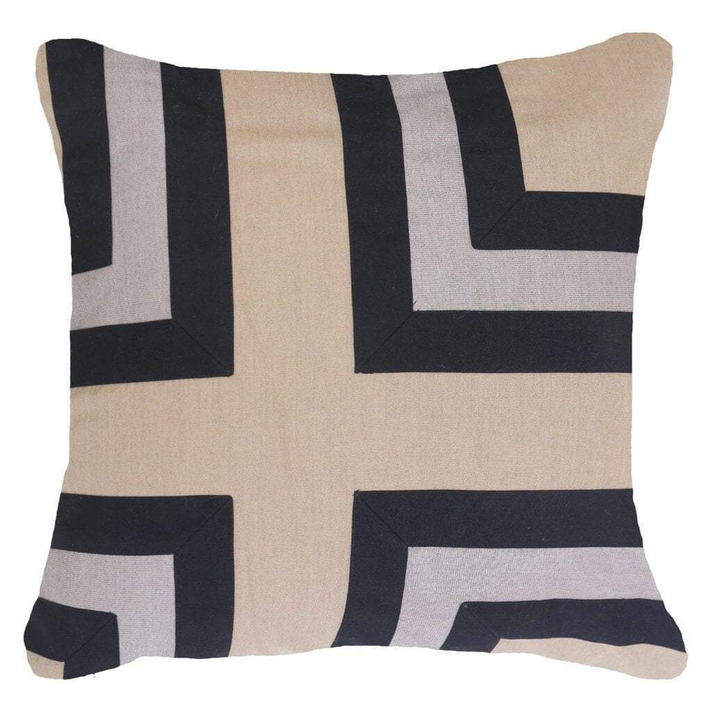 Bandhini - Design House Black / 22 x 22 Inches Outdoor Regent Cross Lounge Cushion 55 x 55cm