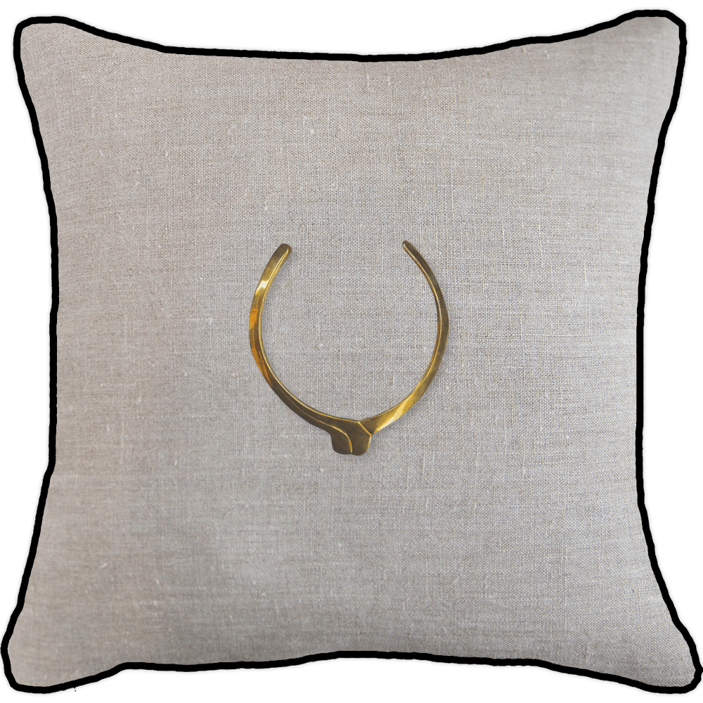 Bandhini - Design House Lounge Cushion Natural with Black Piping / 22 x 22 Inches Amulet Egypt Lounge Cushion 55x55cm