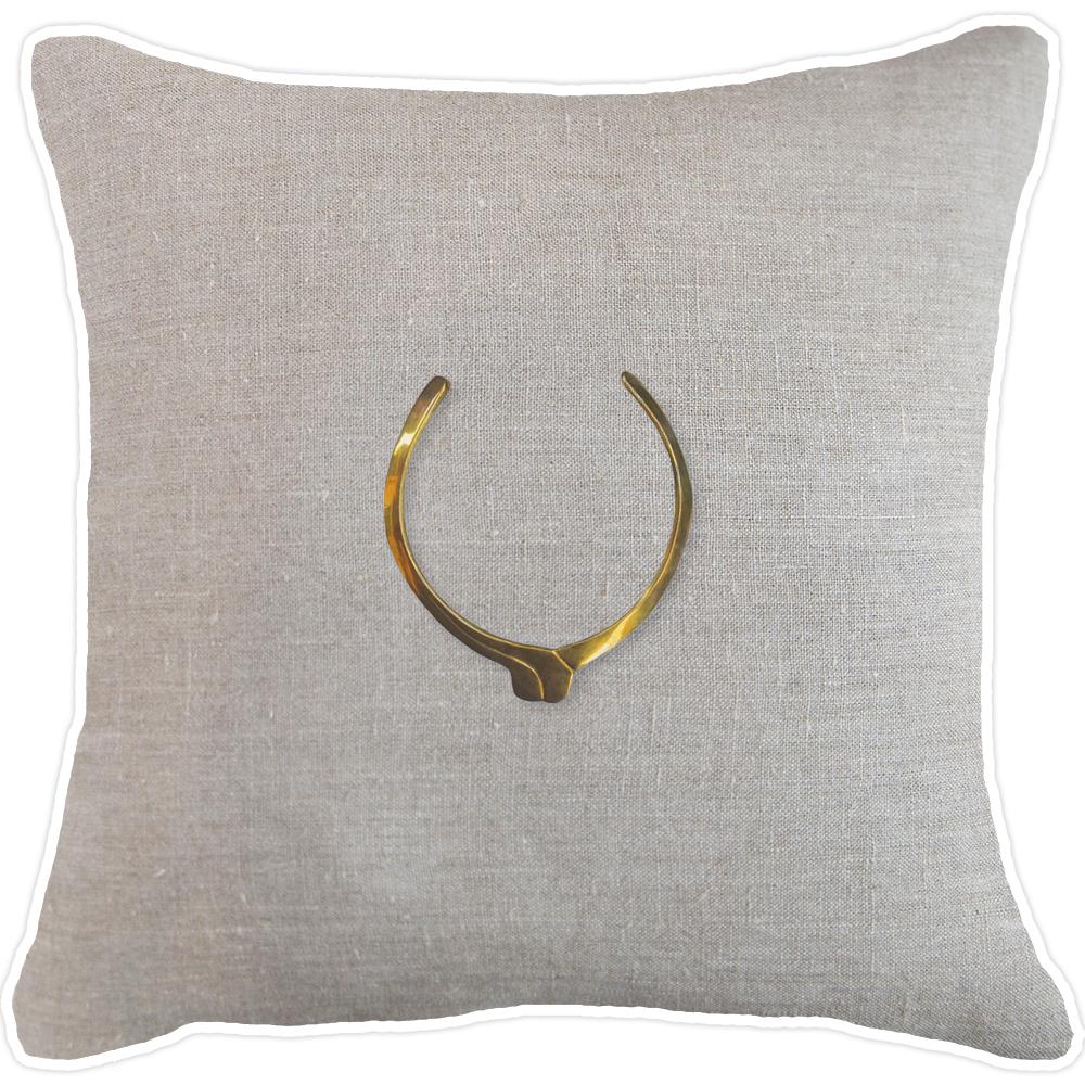 Bandhini - Design House Lounge Cushion Natural with White Piping / 22 x 22 Inches Amulet Egypt Lounge Cushion 55x55cm