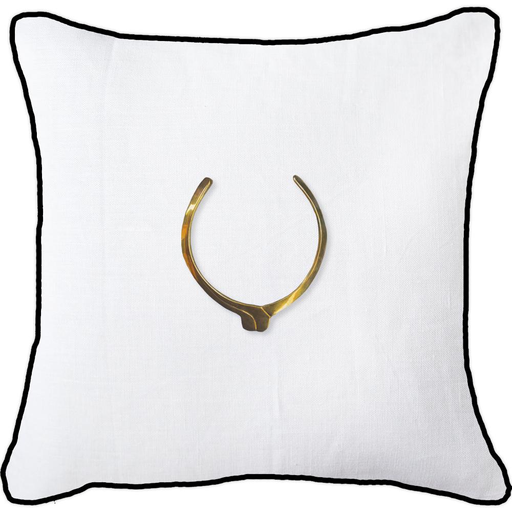 Bandhini - Design House Lounge Cushion White with Black Piping / 22 x 22 Inches Amulet Egypt Lounge Cushion 55x55cm