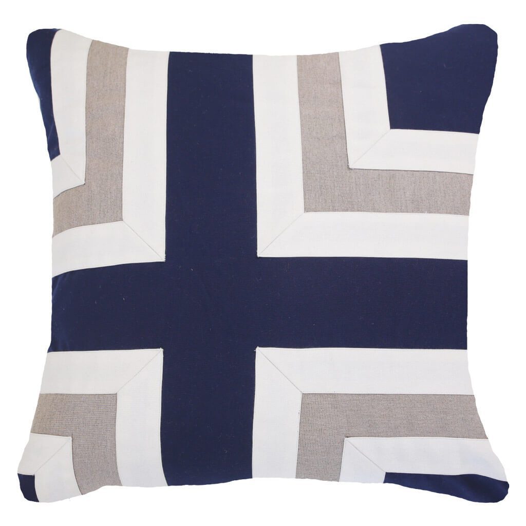 Bandhini - Design House Navy / 22 x 22 Inches Outdoor Regent Cross Lounge Cushion 55 x 55cm