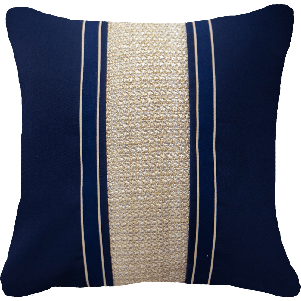 Bandhini Design House Outdoor 22 x 22 Inches / Navy Outdoor Nautical Juliet Lounge Cushion 55 x 55 cm