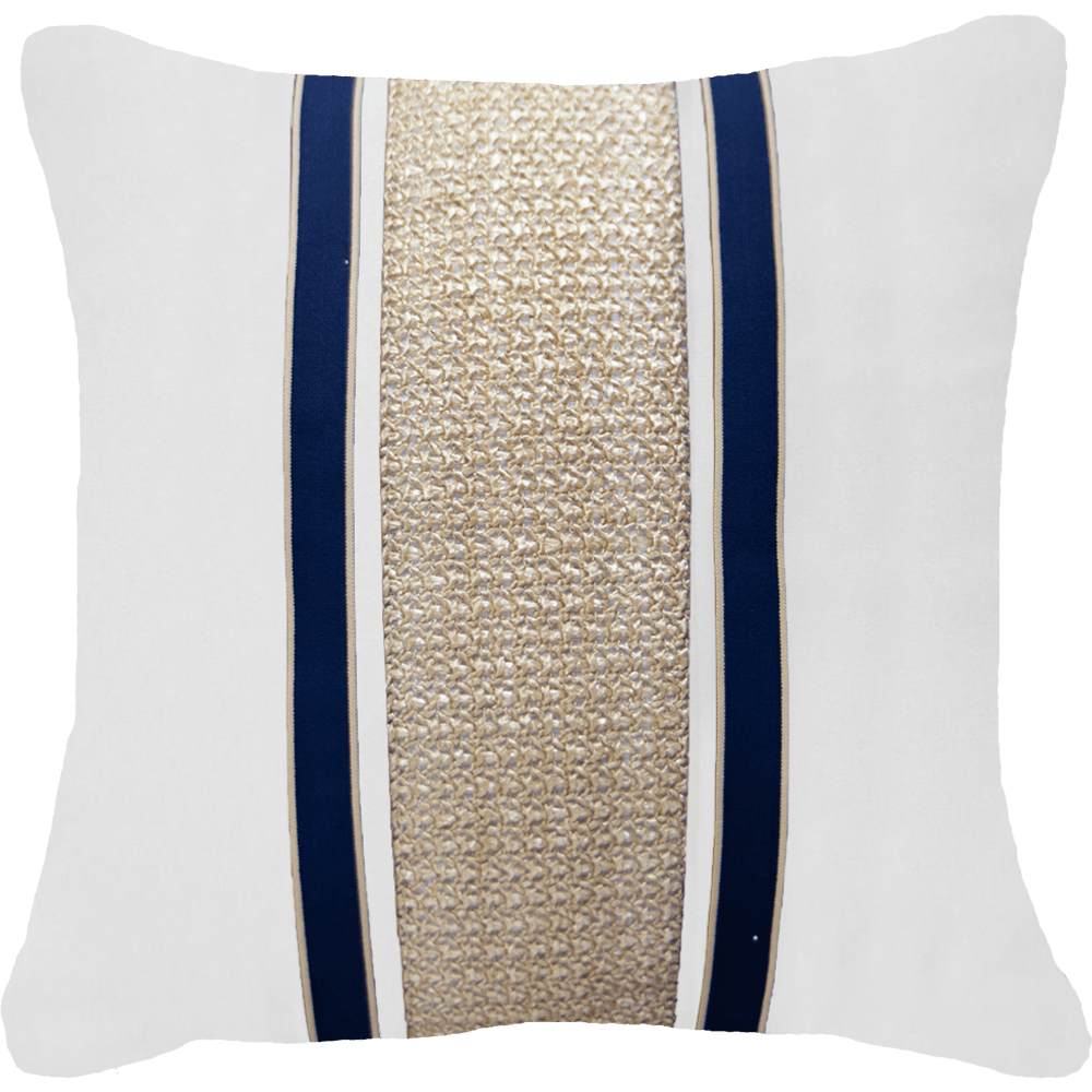 Bandhini Design House Outdoor 22 x 22 Inches / White Outdoor Nautical Juliet Lounge Cushion 55 x 55 cm