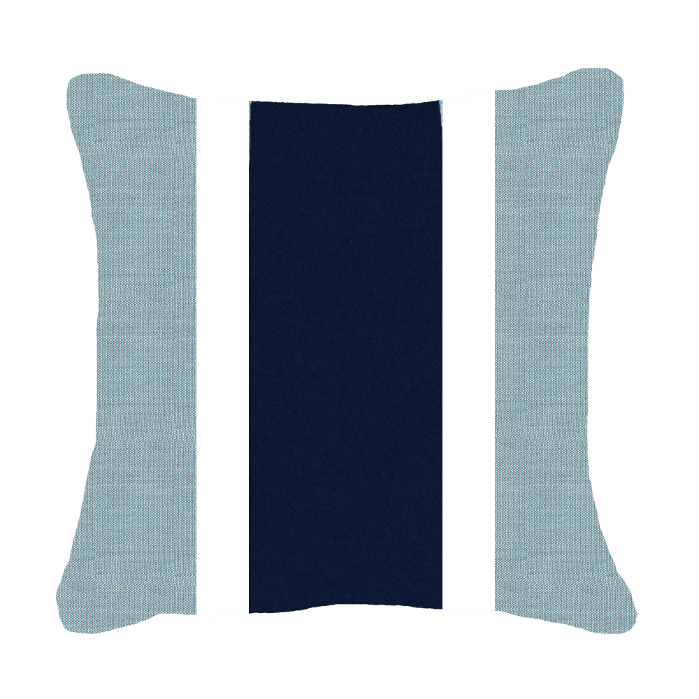 Bandhini - Design House Outdoor Cloud and Navy / 19 x 19 Inches Outdoor Raffia Medium Cushion 50 x 50cm