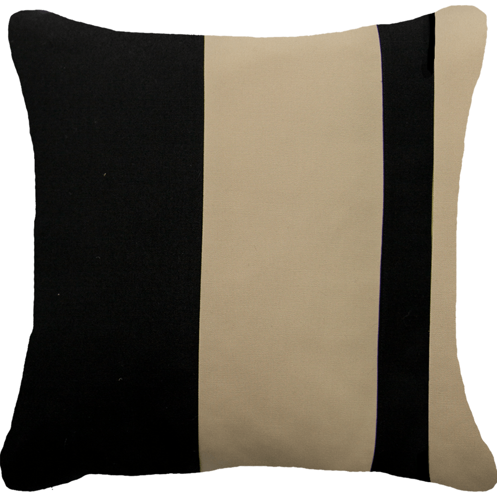 Bandhini - Design House Outdoor Cushion 22 x 22 Inches / Black and Beige Outdoor Nautical Block Stripe Lounge Cushion 55 x 55cm