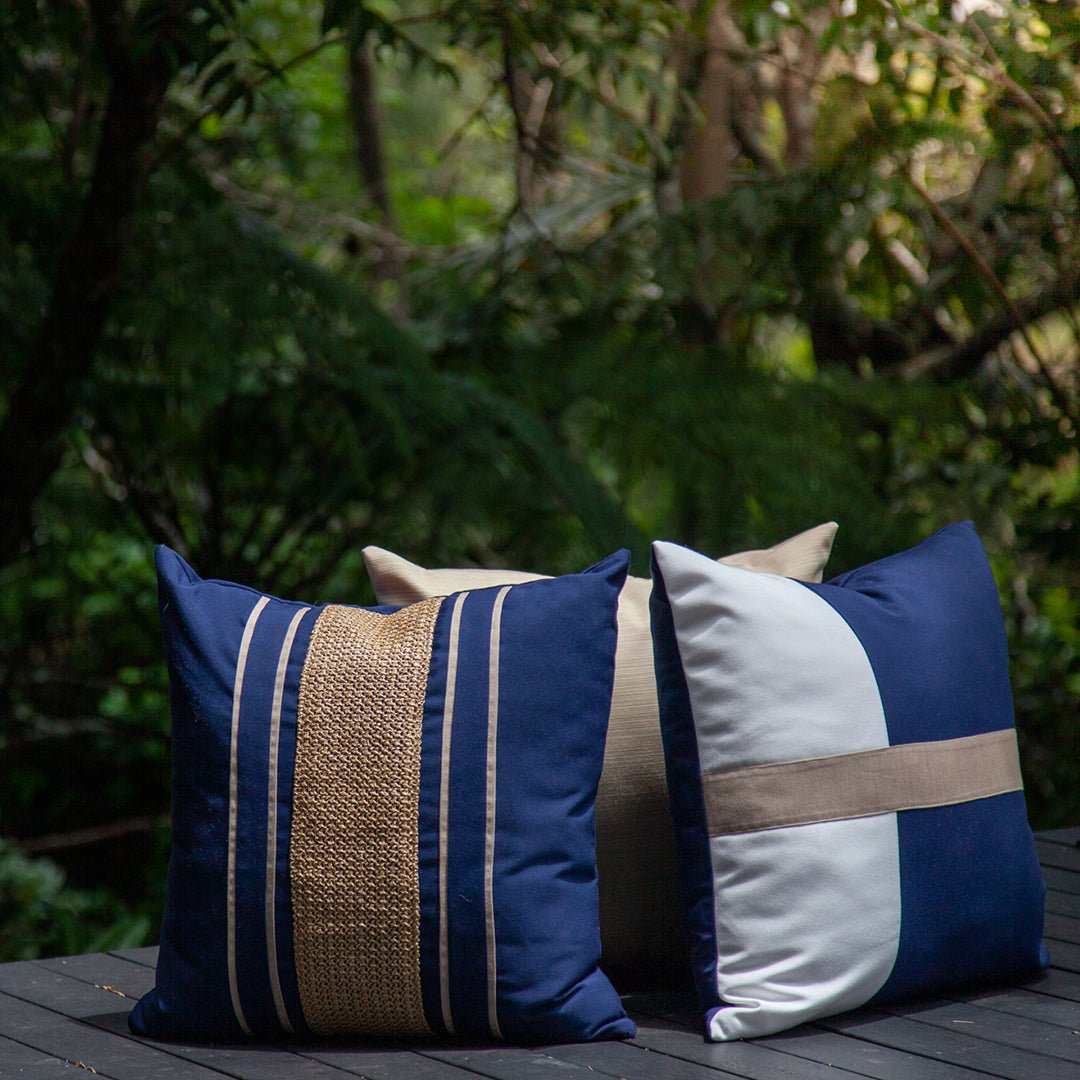 Bandhini - Design House Outdoor Cushion Outdoor Nautical Heather Stripe Lounge Cushion 55 x 55cm