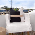 Outdoor Nautical Heather Stripe Black Lounge Cushion – UV Resistant — made to order, 14–30 days