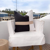 Outdoor Nautical Heather Stripe Black Lounge Cushion – UV Resistant