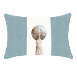 Outdoor Tassel Cloud & White Handmade Shell Embellished Outdoor Lumbar Cushion