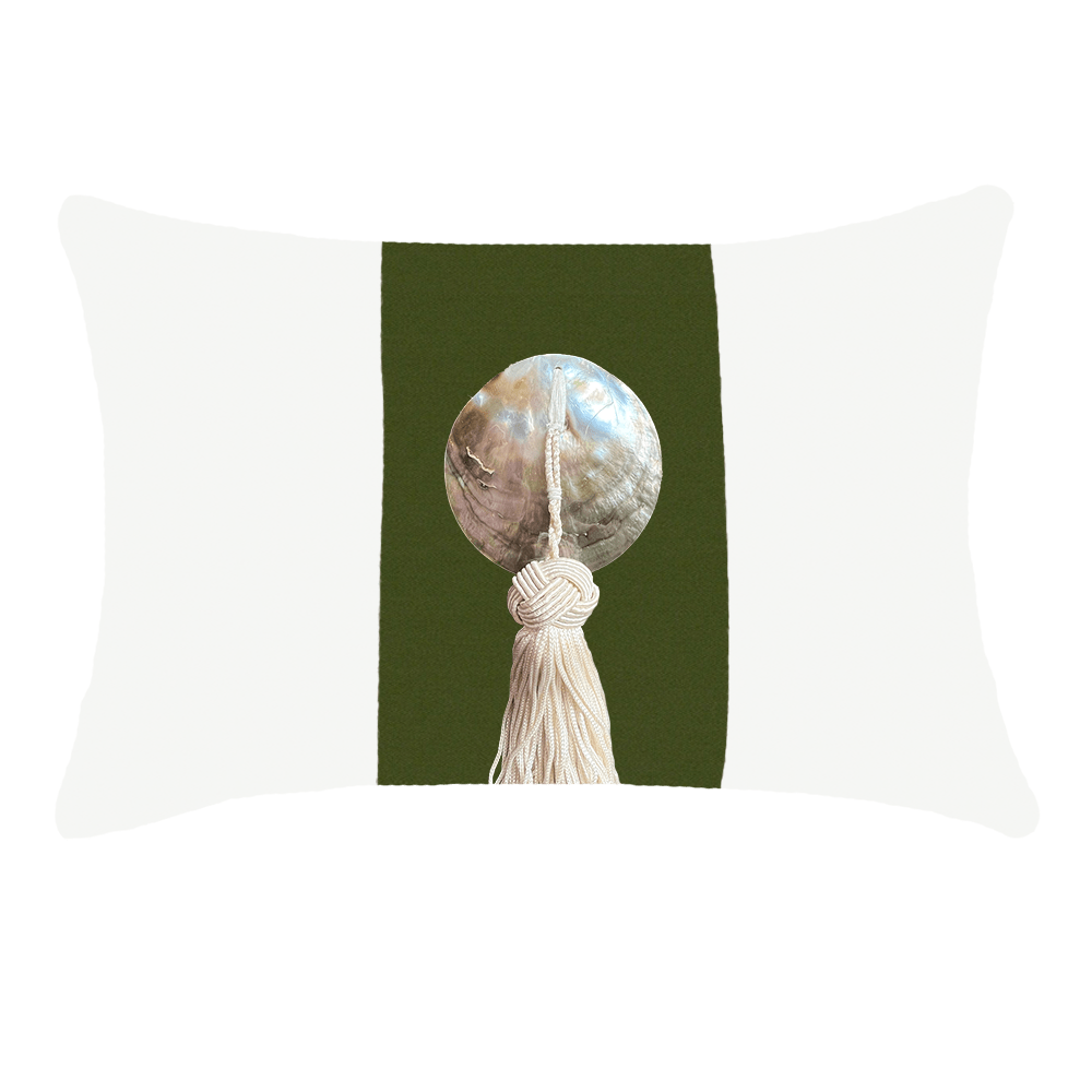 Bandhini - Design House Outdoor Cushion Outdoor Tassel White Shell Lumber Cushion 35 x 53 cm