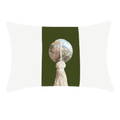 Outdoor Tassel White & Green Handmade Shell Embellished Outdoor Lumbar Cushion — made to order, 14–30 days