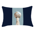 Outdoor Tassel Navy & Cloud Handmade Shell Embellished Outdoor Lumbar Cushion — made to order, 14–30 days