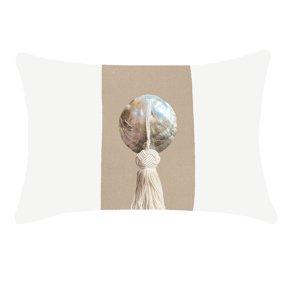 Bandhini - Design House Outdoor Cushion Outdoor Tassel White Shell Lumber Cushion 35 x 53 cm