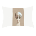 Outdoor Tassel White & Natural Handmade Shell Embellished Outdoor Lumbar Cushion — made to order, 14–30 days