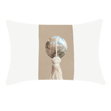 Outdoor Tassel White & Natural Handmade Shell Embellished Outdoor Lumbar Cushion