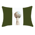 Outdoor Tassel Green & White Handmade Shell Embellished Outdoor Lumbar Cushion — made to order, 14–30 days