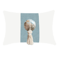 Outdoor Tassel White & Cloud Handmade Shell Embellished Outdoor Lumbar Cushion — made to order, 14–30 days